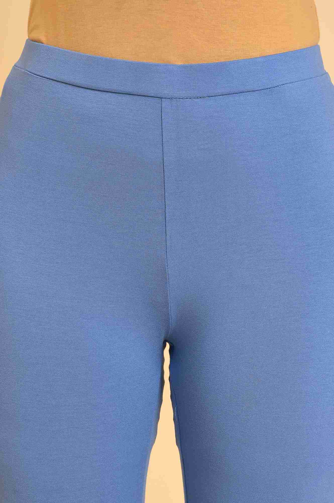 Blue Solid Viscose Lycra Tights - Image 6