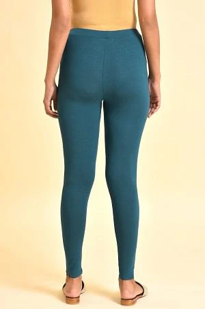 Blue Solid Viscose Lycra Tights - Image 2