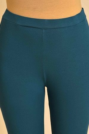 Blue Solid Viscose Lycra Tights - Image 6