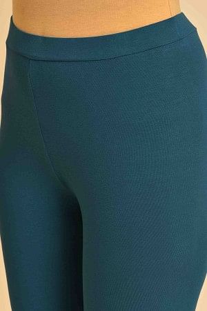 Blue Solid Viscose Lycra Tights - Image 7