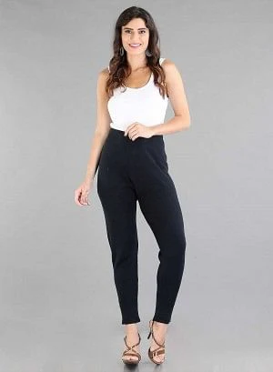 Blue Solid Woollen Leggings