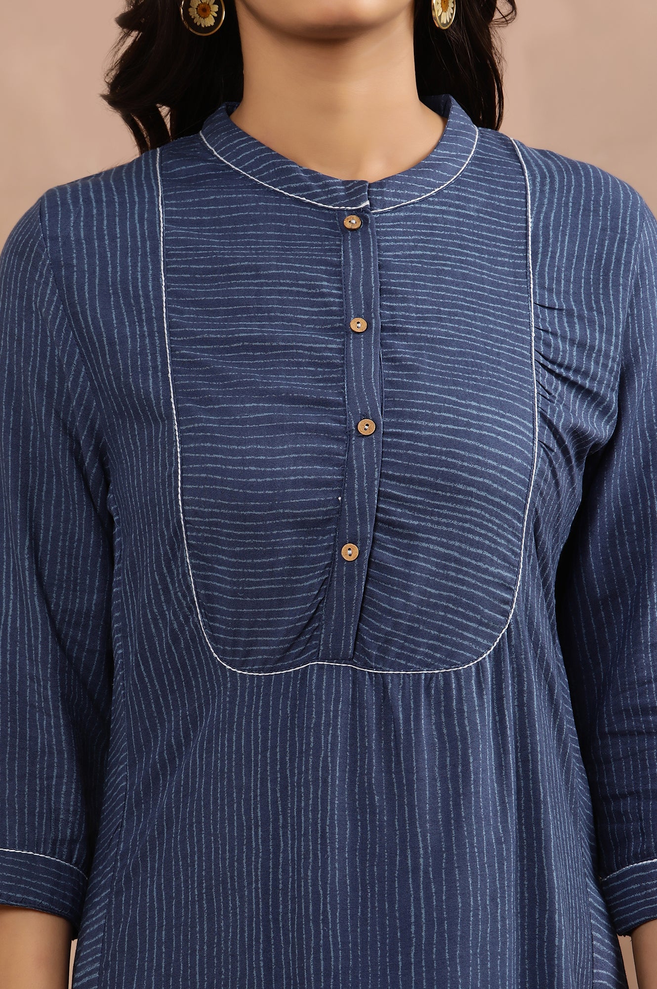 Blue Striped Kurta And Pants Set - Image 6