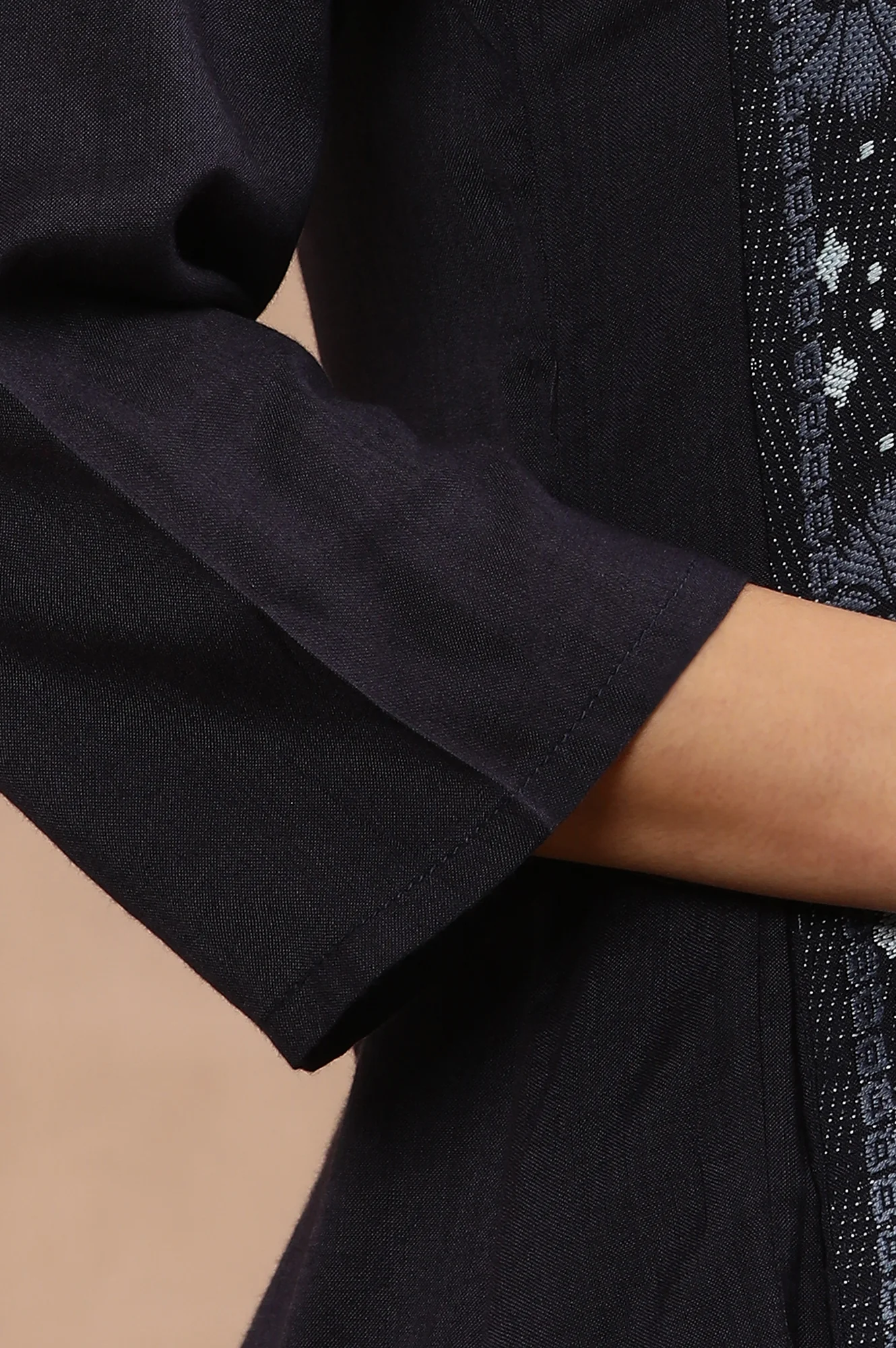 Blue Suzani Printed Kurta, Tights And Kota Dupatta - Image 7