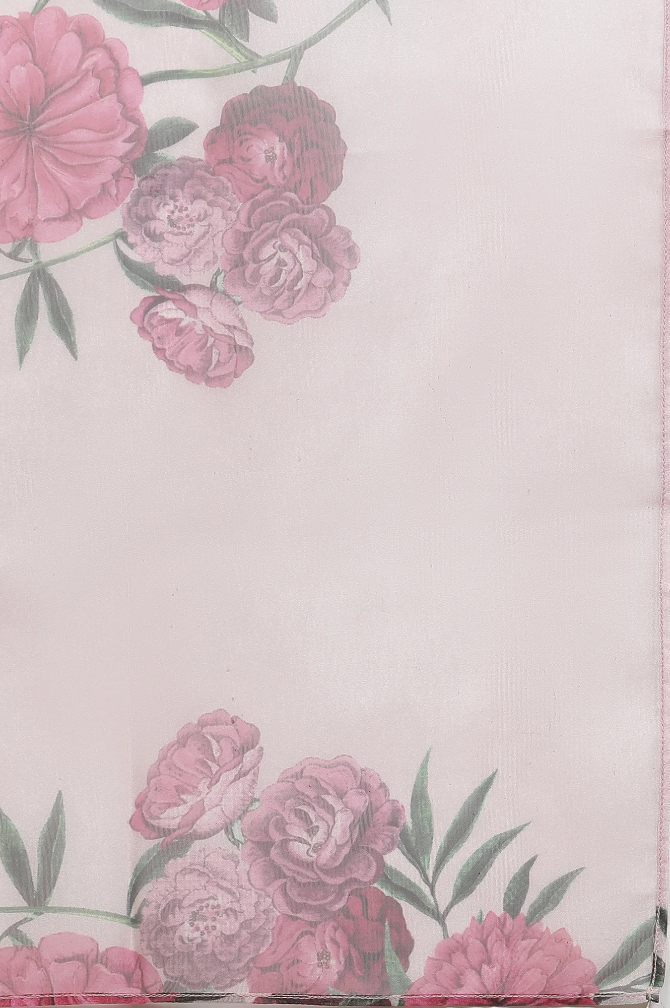 Blush Pink Floral Printed Flared Kurta, Pants And Dupatta Set - Image 10