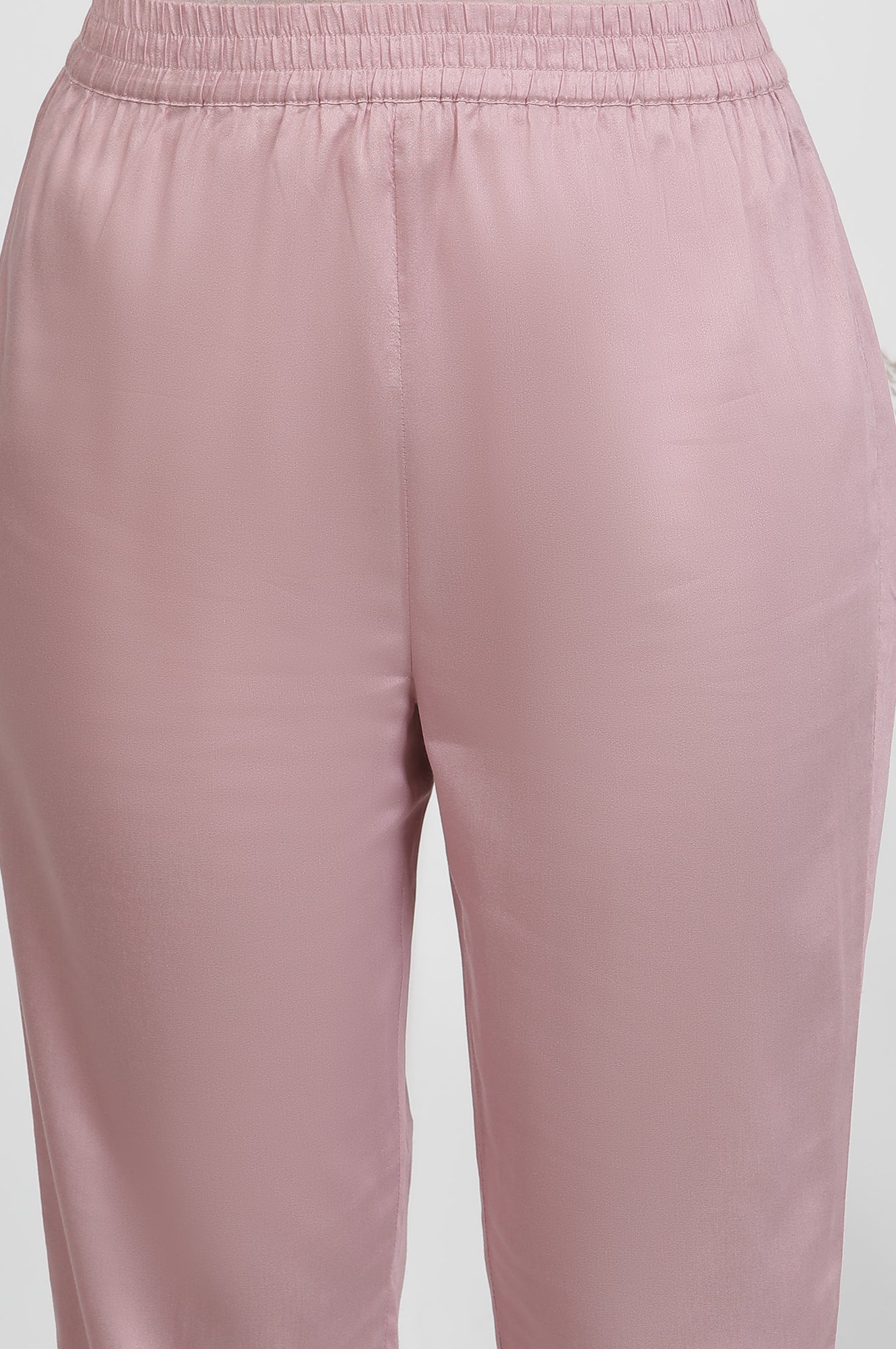 Blush Pink Floral Printed Flared Kurta, Pants And Dupatta Set - Image 8