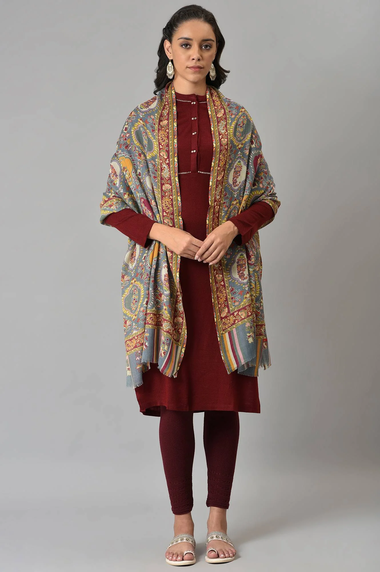 Bright Multicoloured Paisley Printed Shawl - Image 2