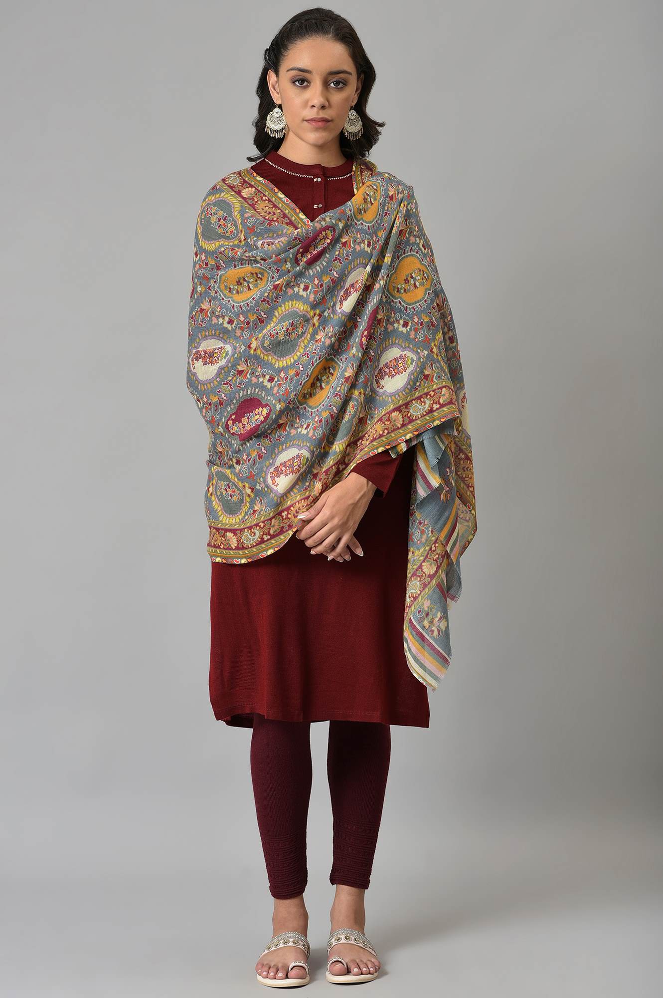 Bright Multicoloured Paisley Printed Shawl - Image 3
