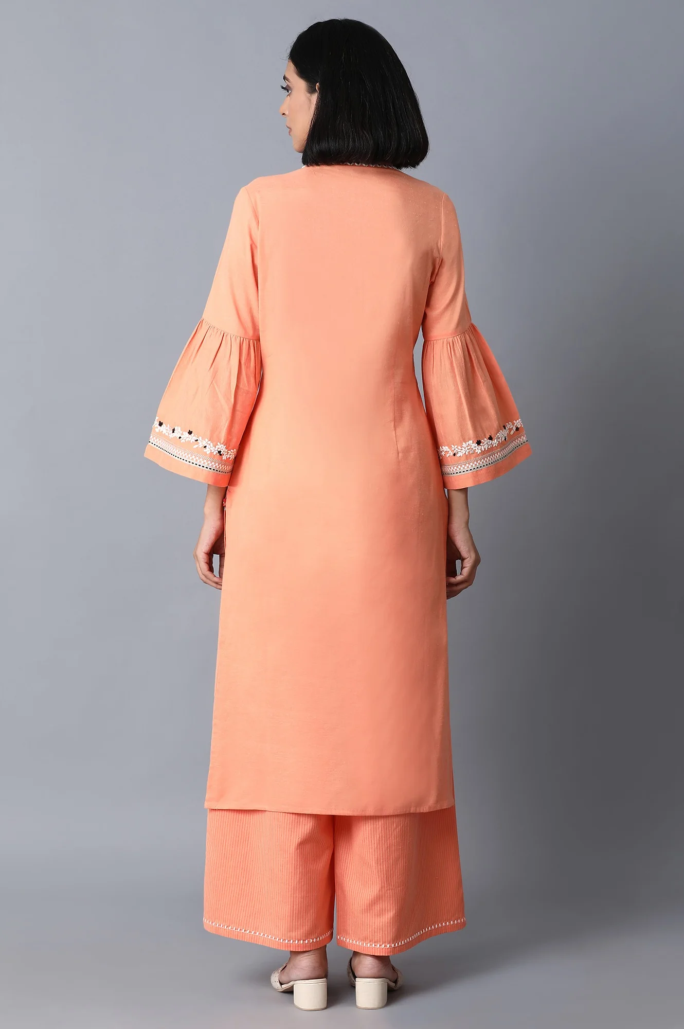 Bright Orange Khadi kurta - Image 2
