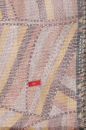 Brown Print Mix Straight Kurta, Pleated Parallel Pants With Dupatta Set - Image 10