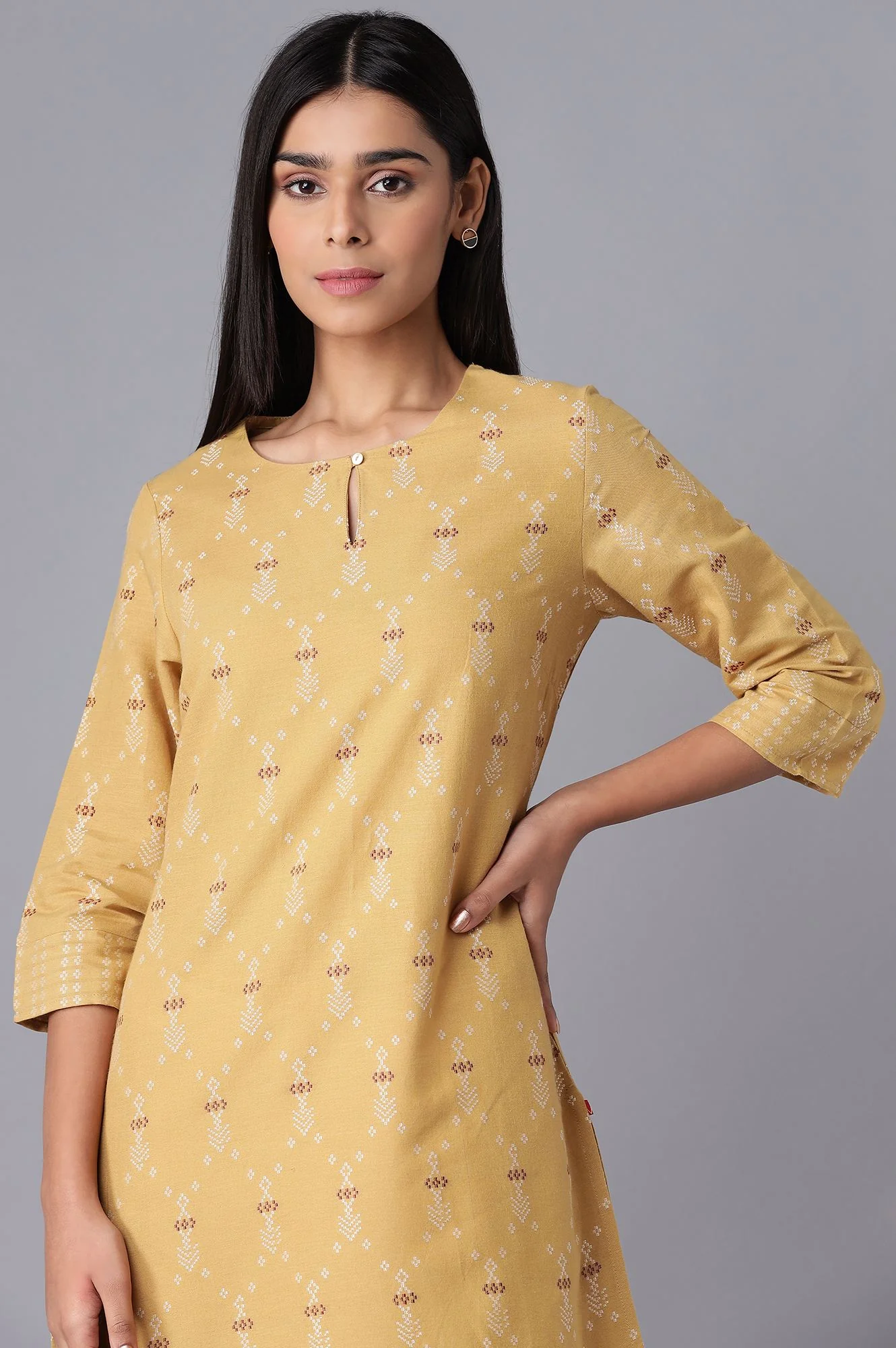 Brown Straight Dobby kurta - Image 5