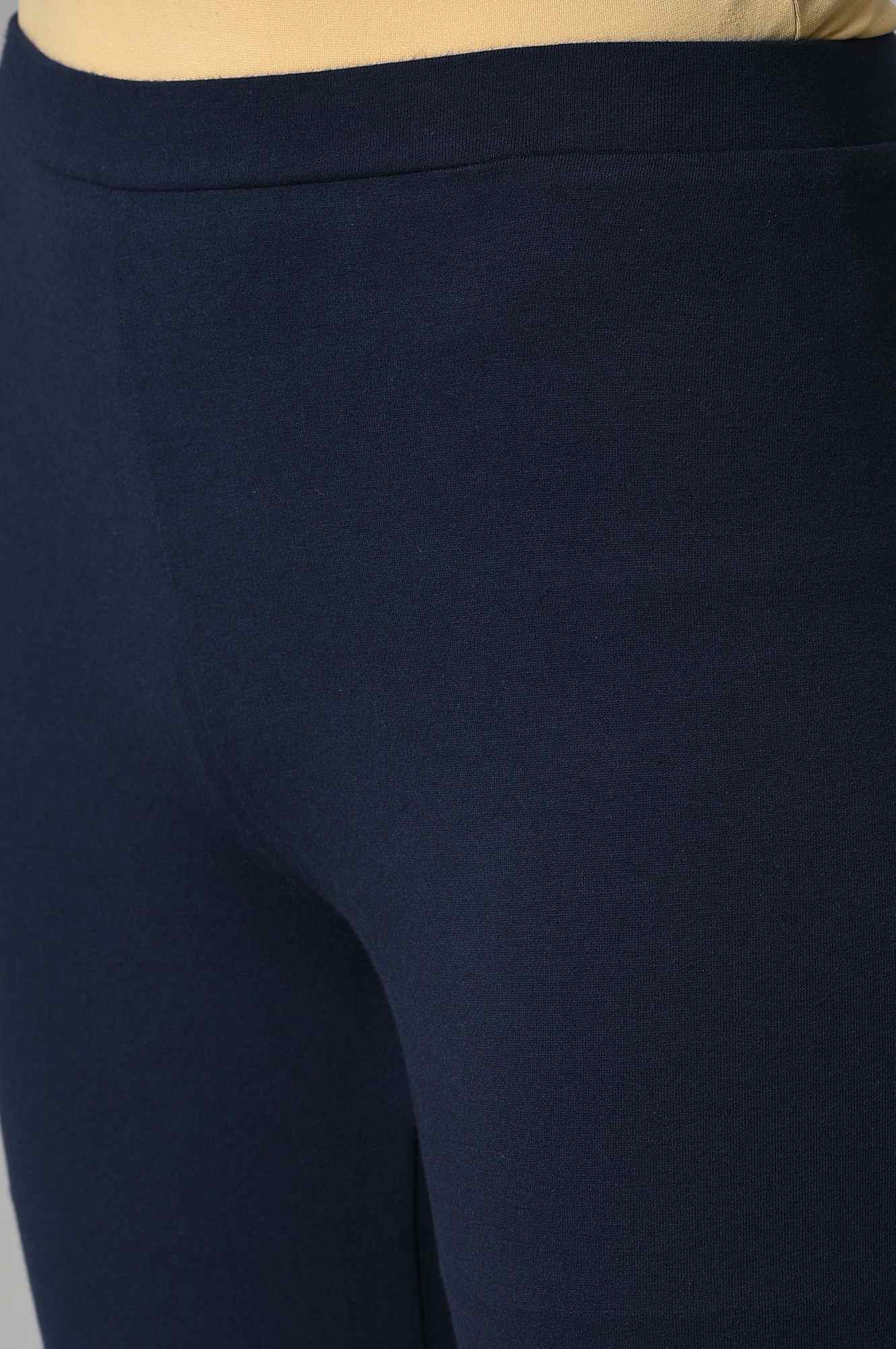 Dark Blue Glitter Printed kurta With Parallel Pants - Image 7