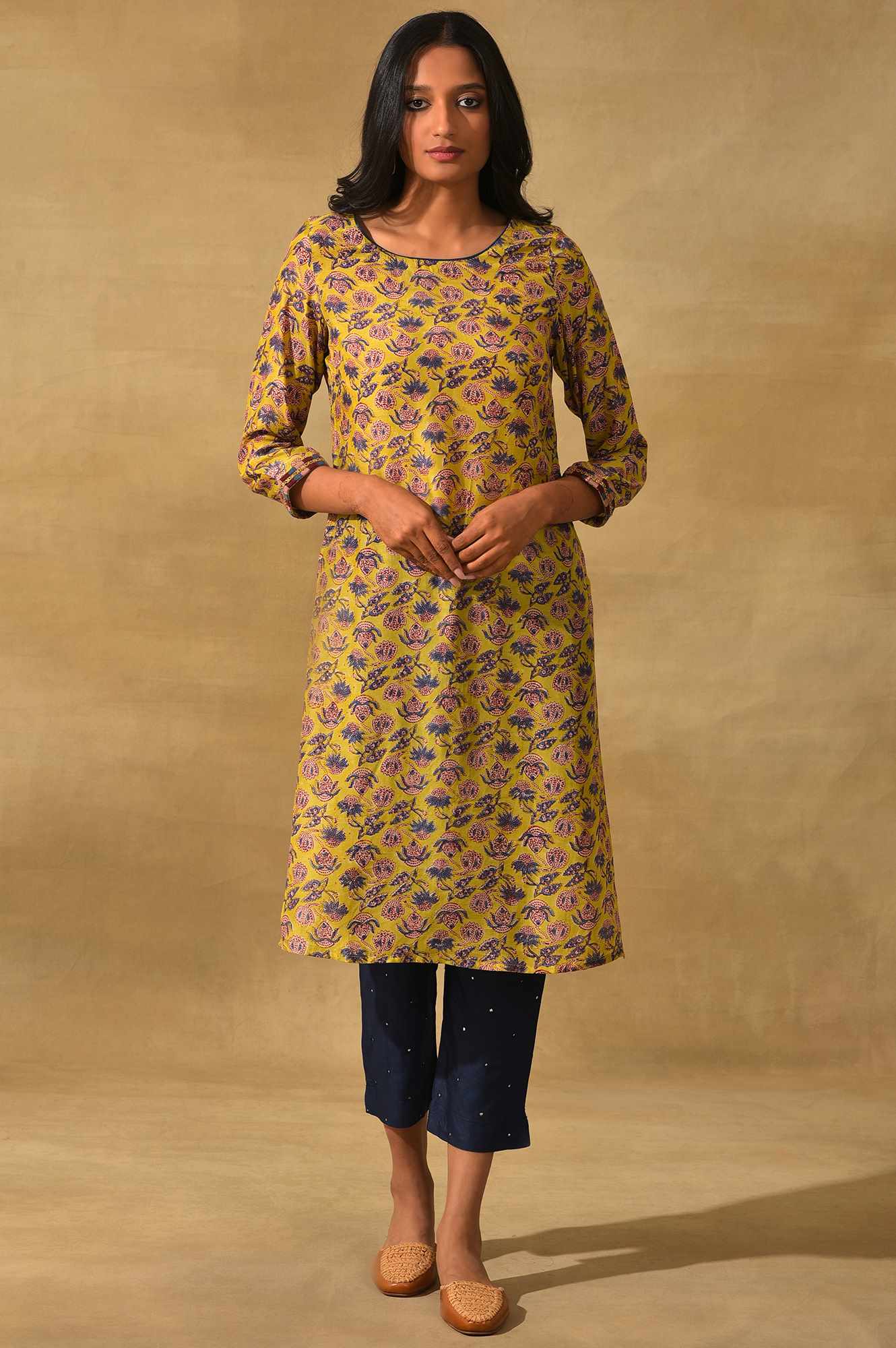 Dark Blue Solid Slim Pants - Image 6