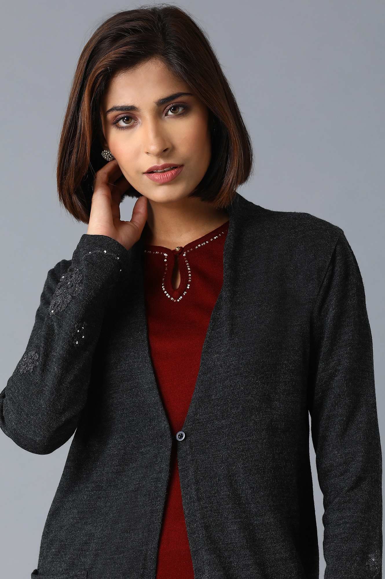 Dark Grey Long Cardigan - Image 5