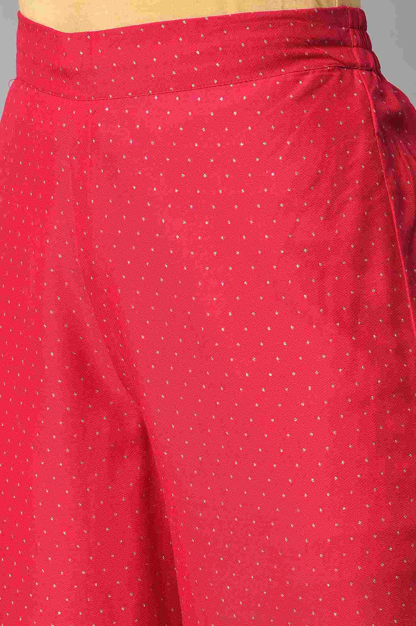 Dark Pink Glitter Print Parallel Pants With Border - Image 7