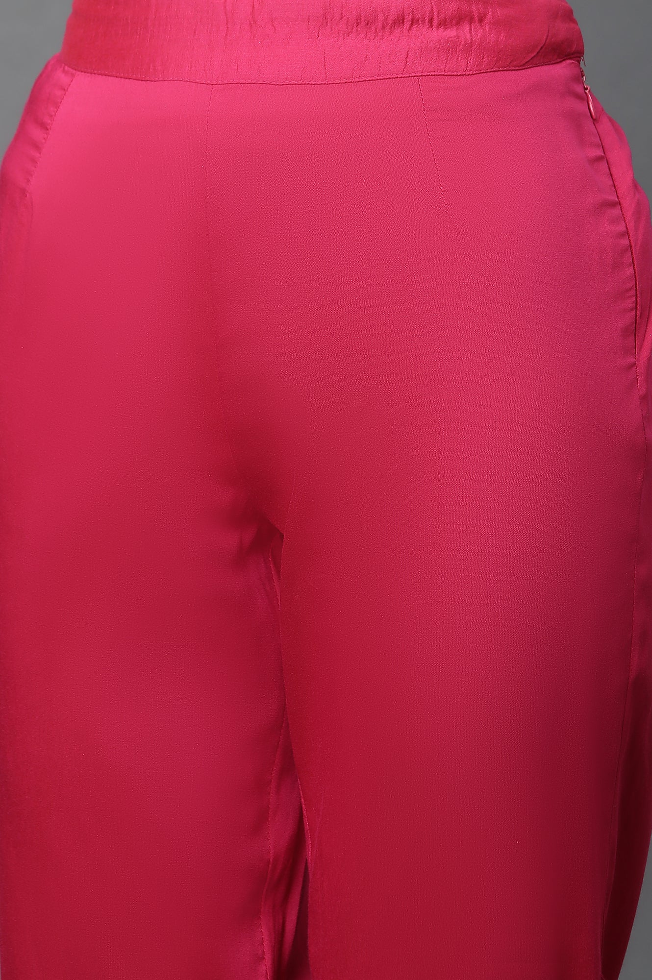 Dark Pink Placement Printed Kurta, Pants And Dupatta Set - Image 9