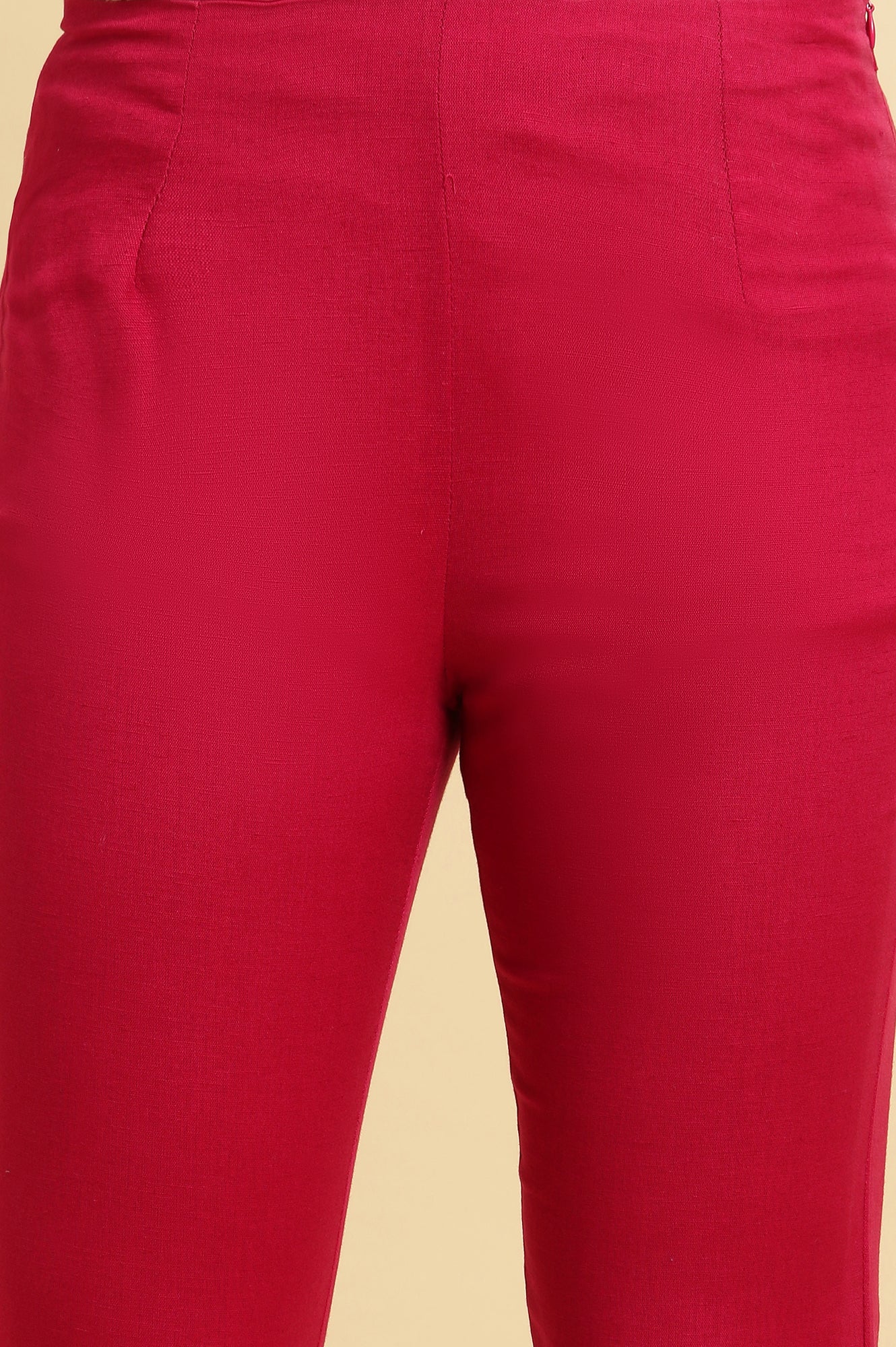Dark Pink Solid Light Festive Slim Pants - Image 6