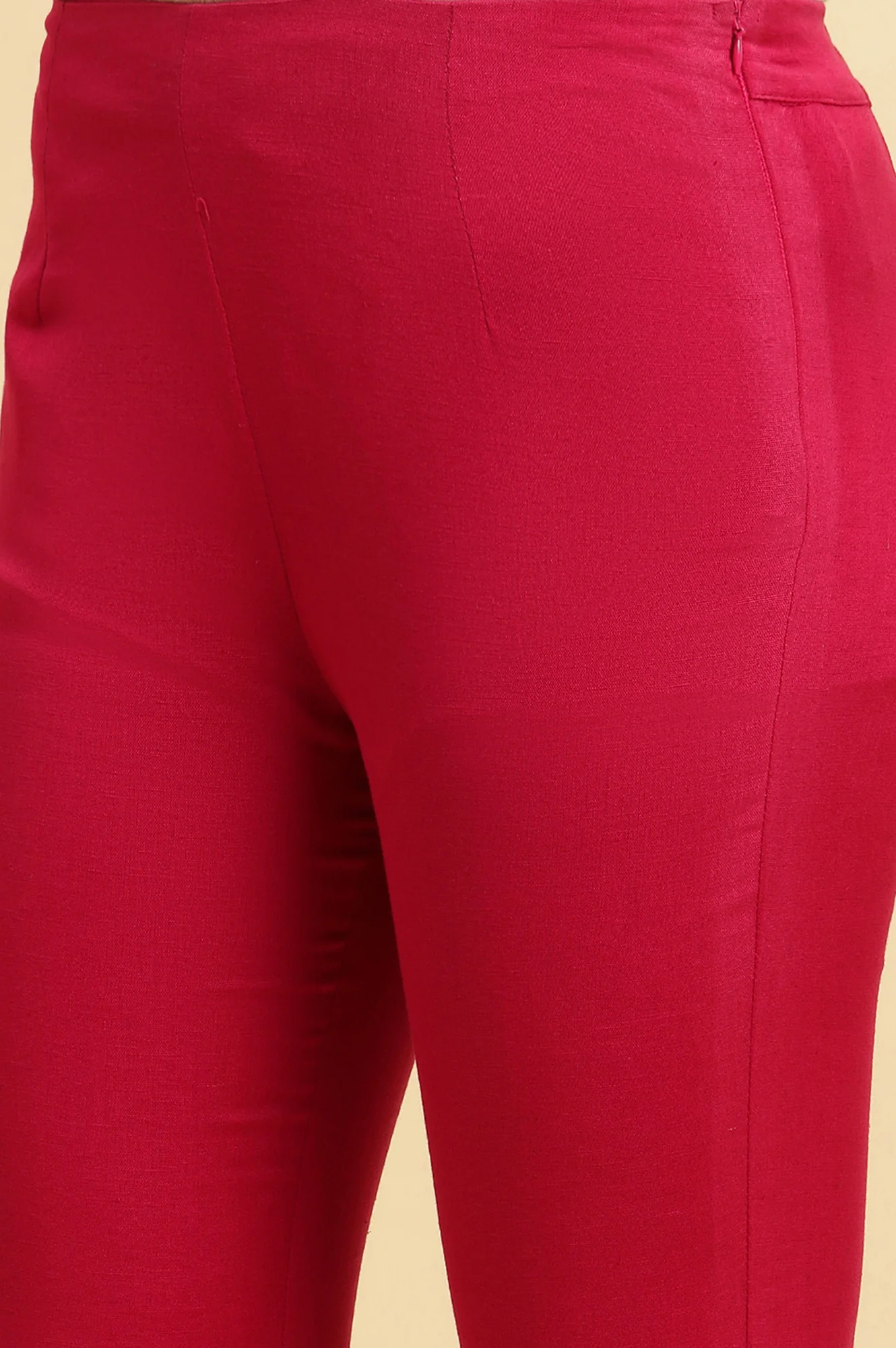 Dark Pink Solid Light Festive Slim Pants - Image 7