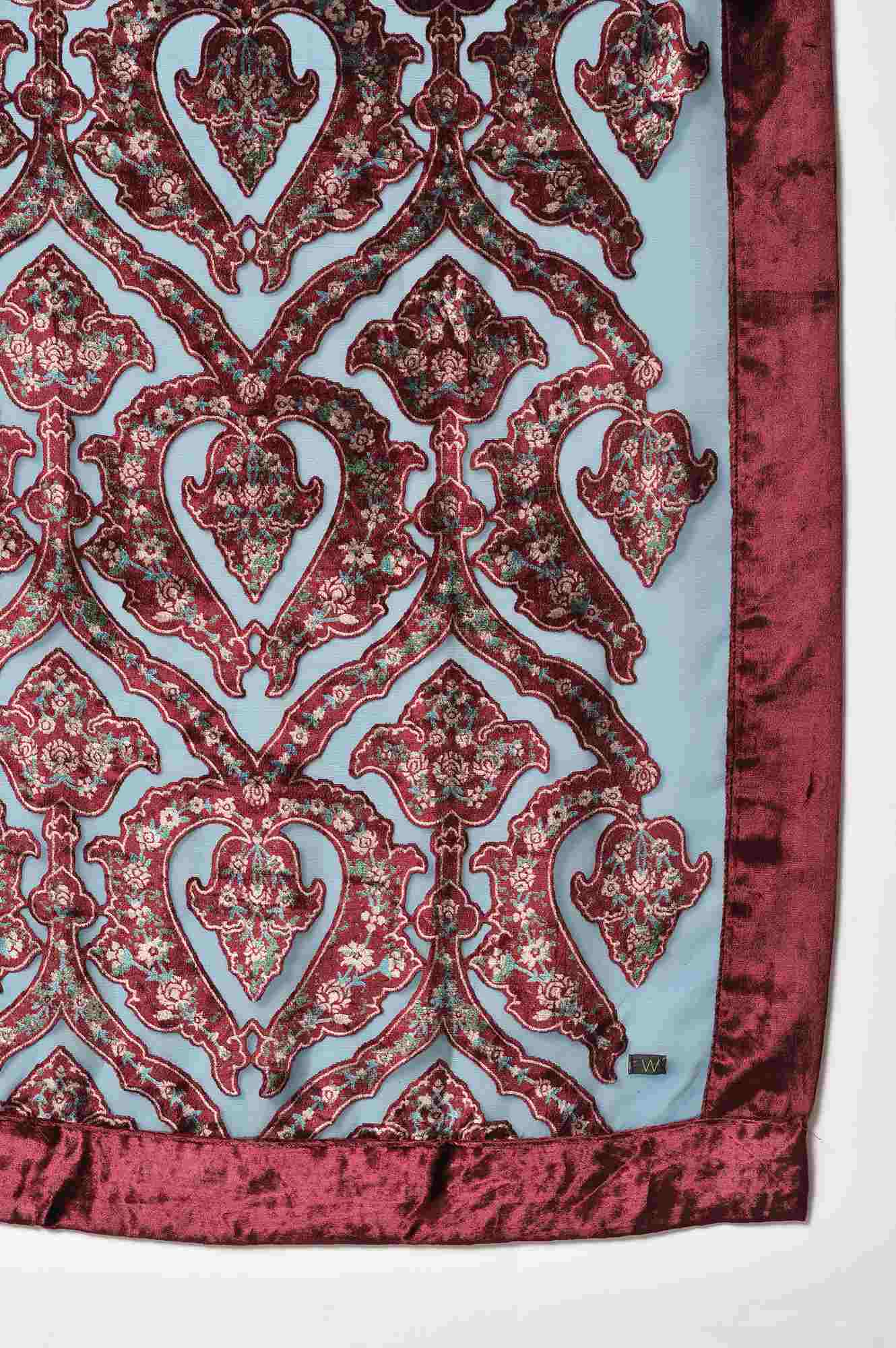 Dark Red Embroidered kurta, Pants And Organza Dupatta - Image 8