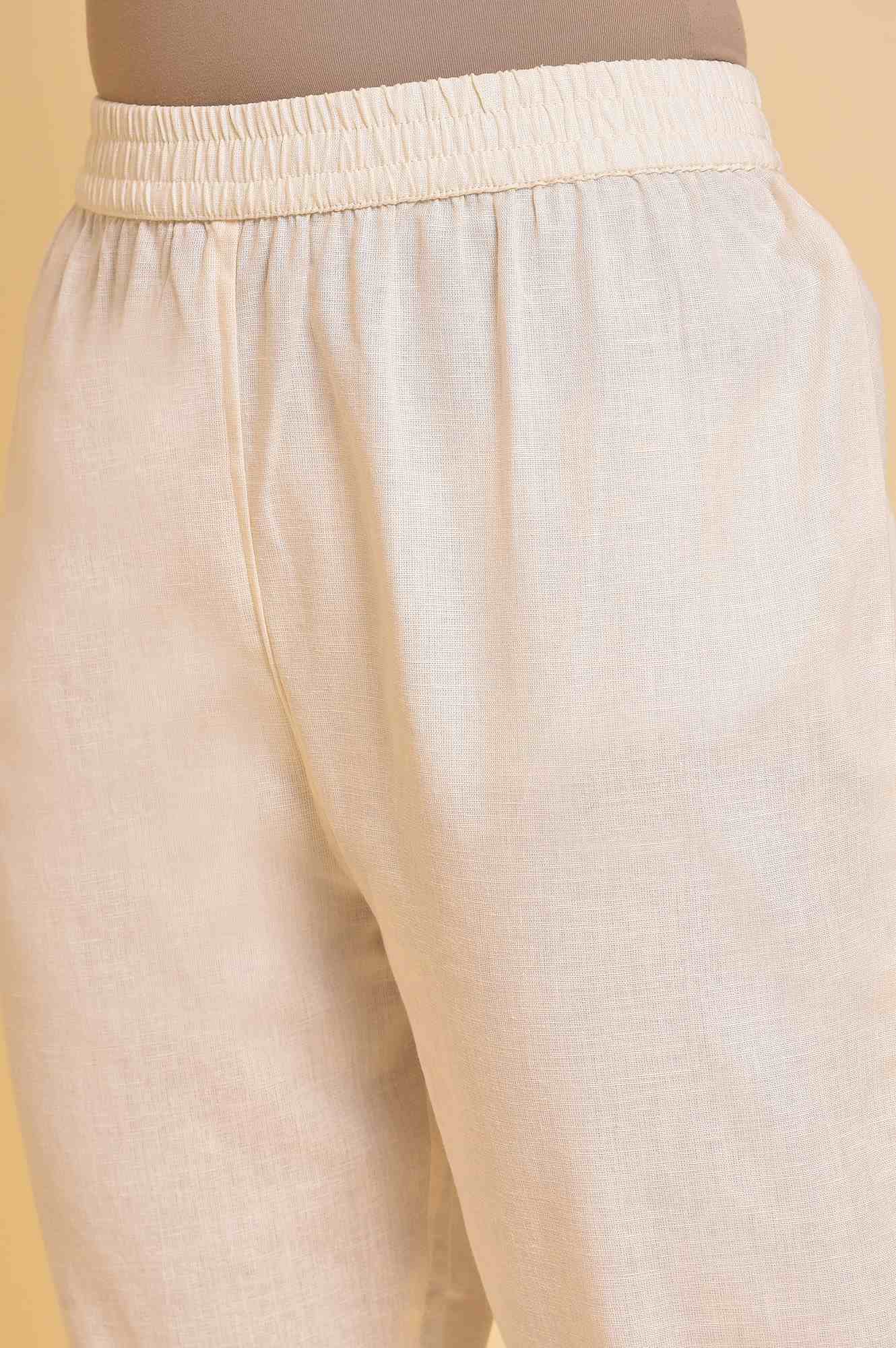 Ecru Embroidered kurta & Pants Set - Image 7