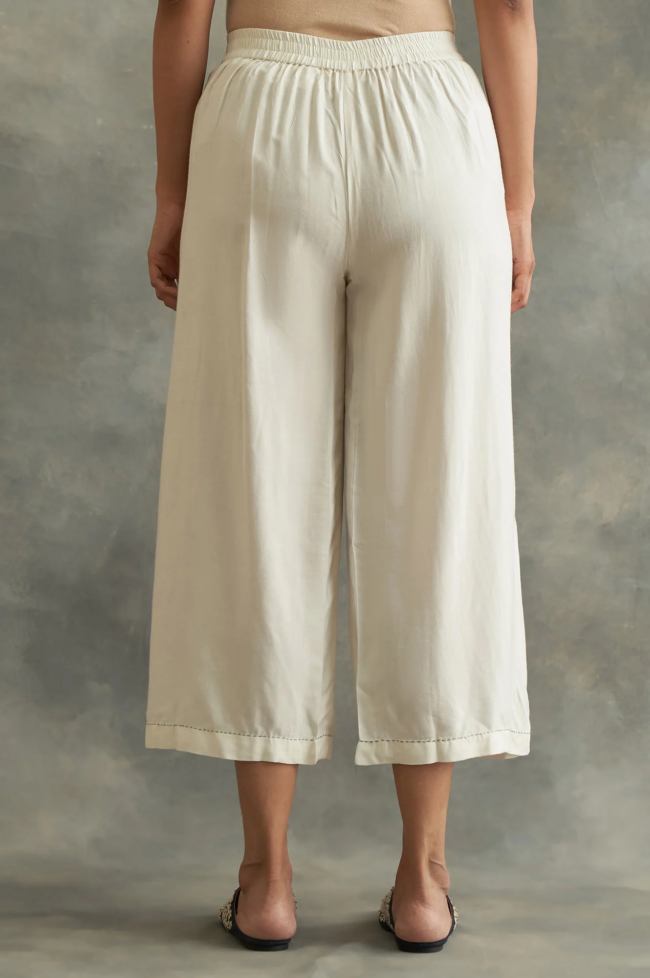 Ecru Embroidered Parallel Pants - Image 2