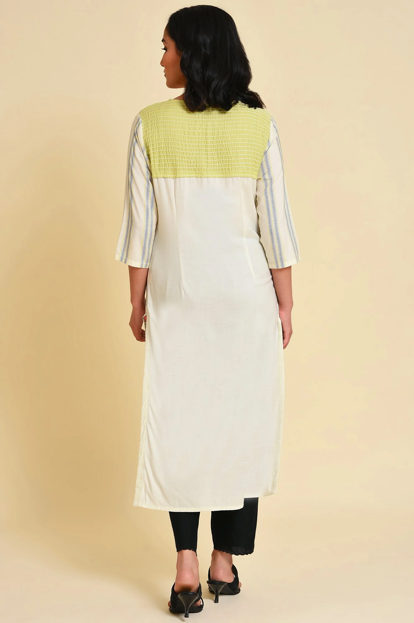 Ecru Graphic Printed kurta - Image 2