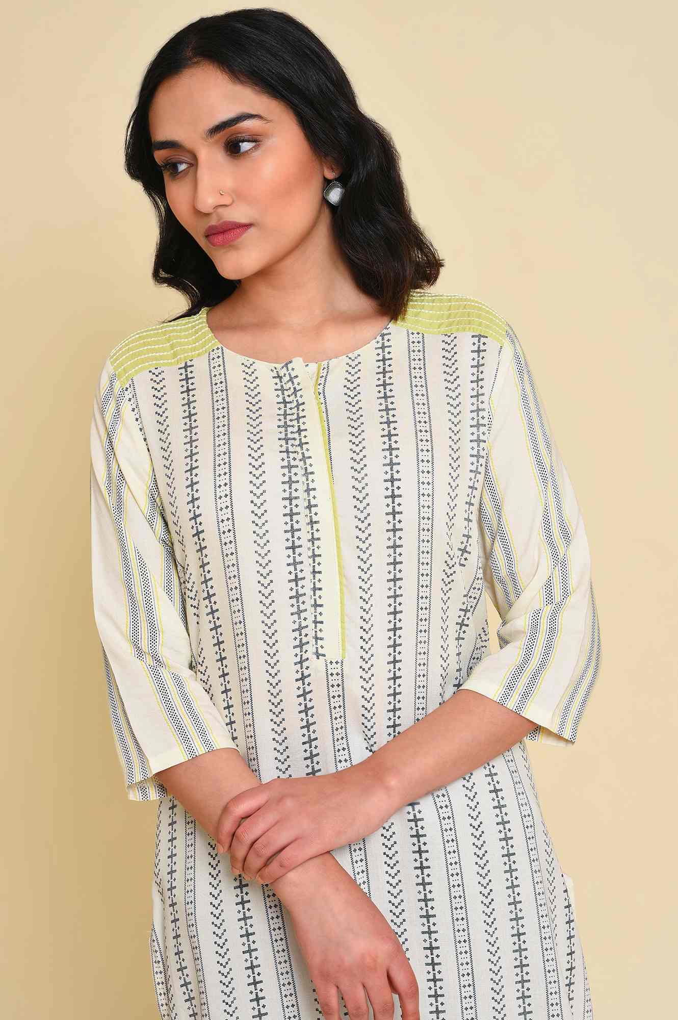Ecru Graphic Printed kurta - Image 5