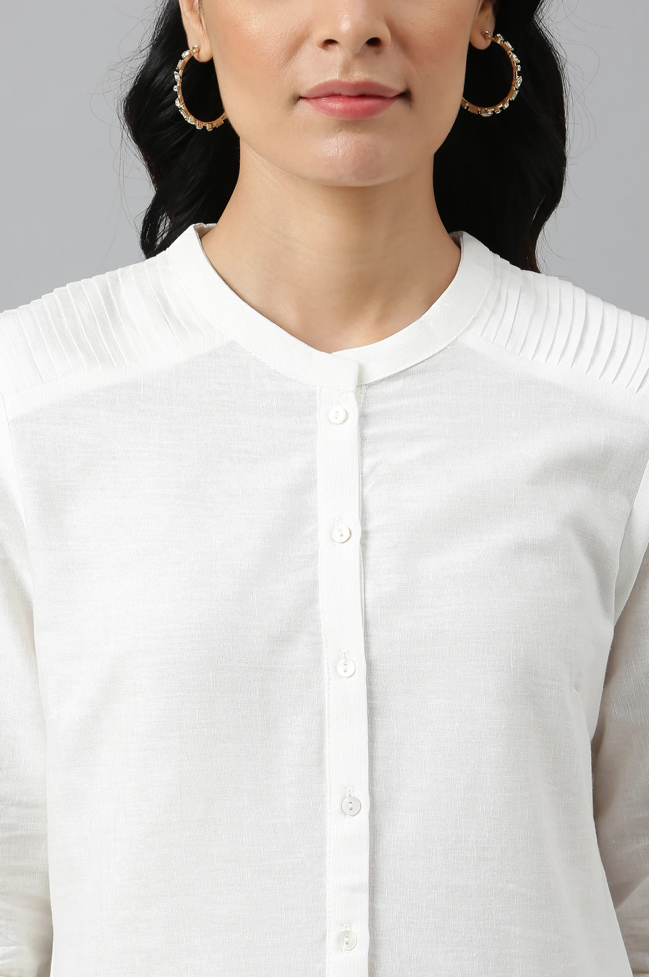 Ecru Half Placket Shirt kurta - Image 8