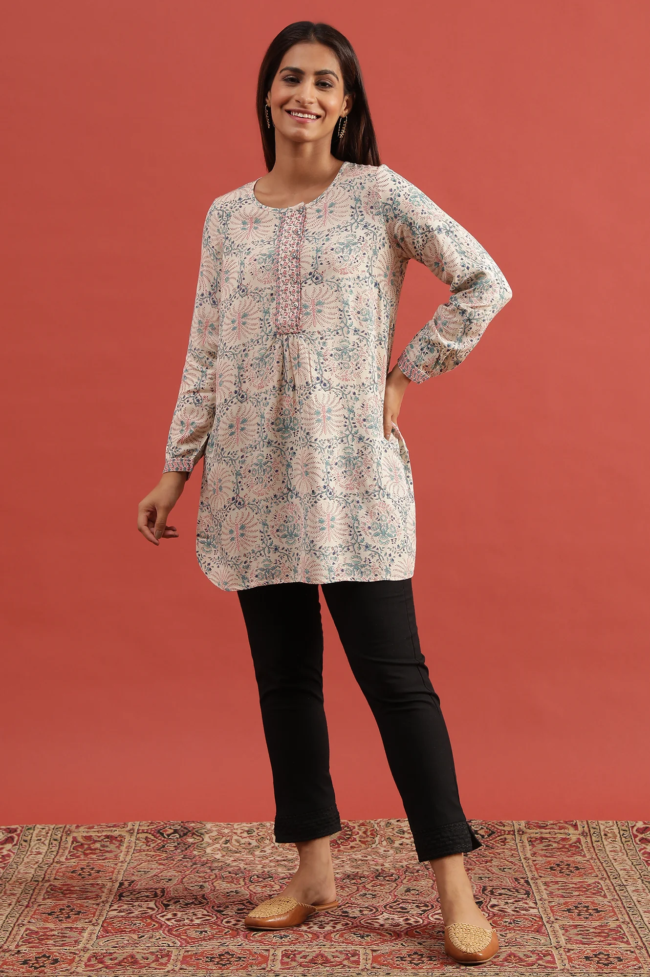 Ecru Hand Block Printed Top - Image 2
