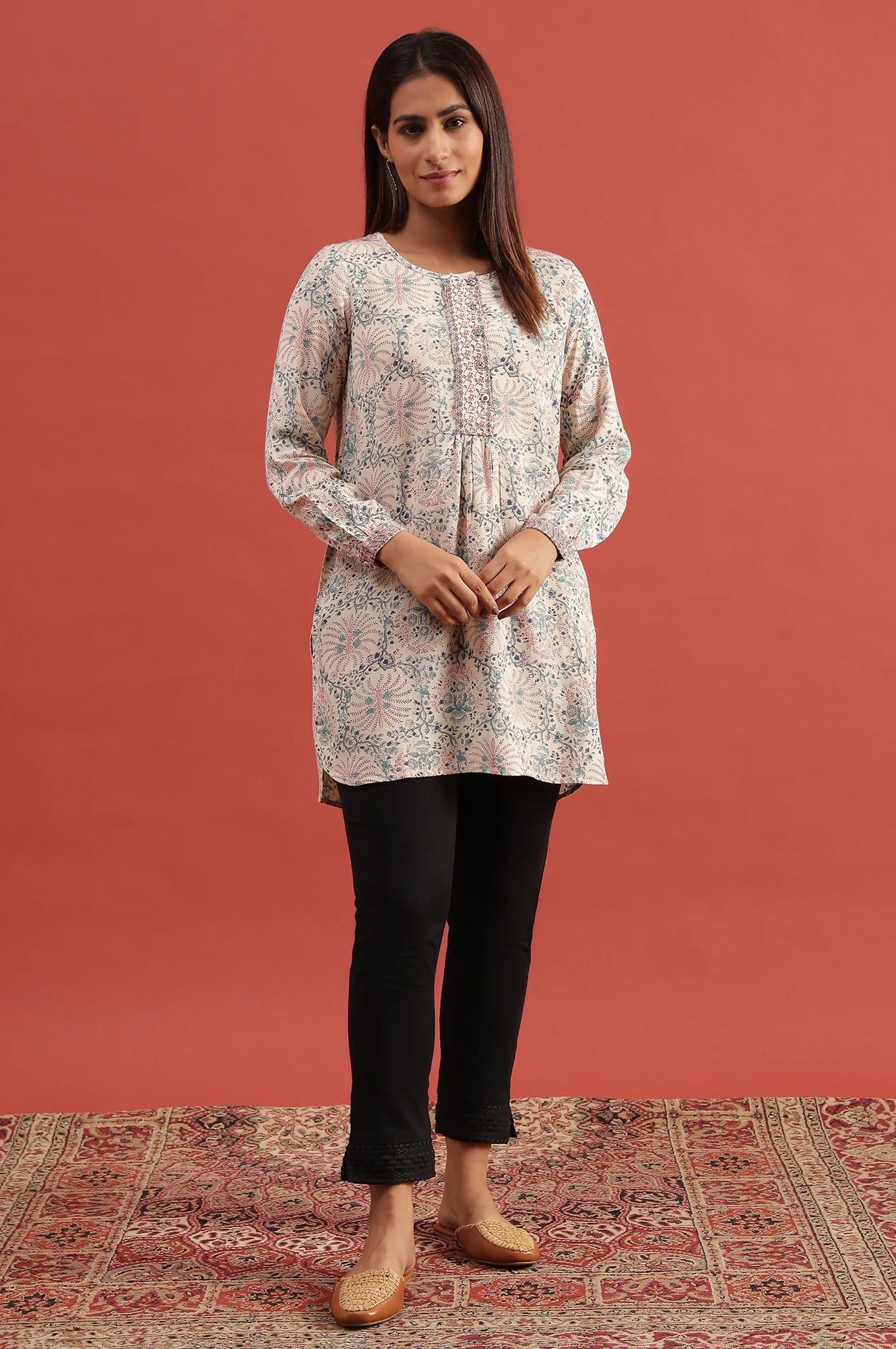 Ecru Hand Block Printed Top - Image 3
