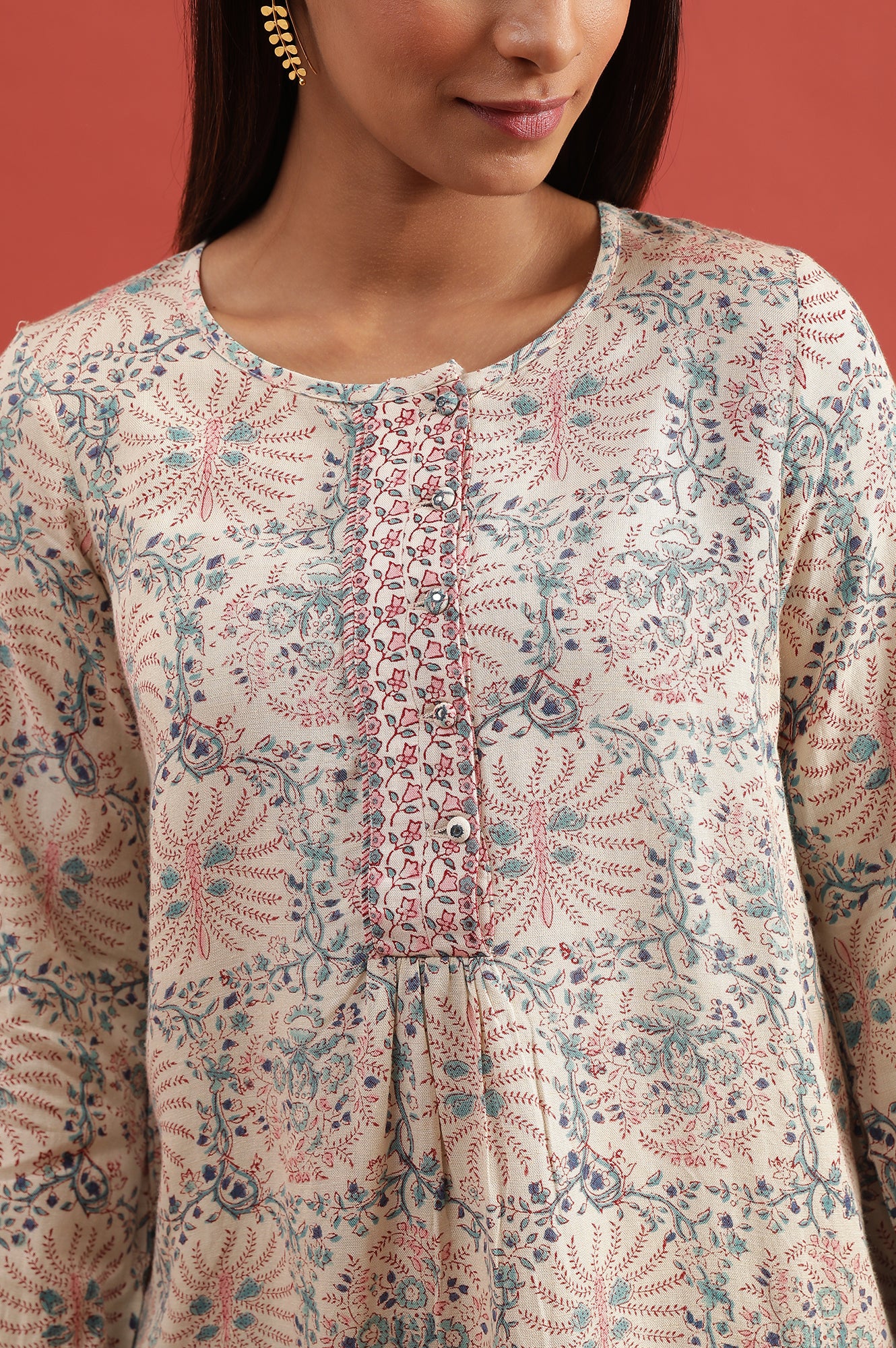 Ecru Hand Block Printed Top - Image 7