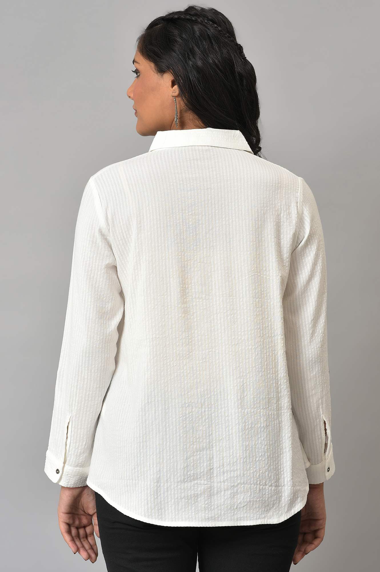 Ecru Shirt Collar Top - Image 2
