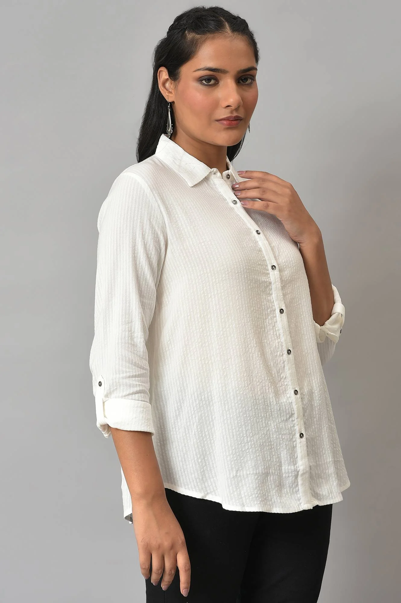 Ecru Shirt Collar Top - Image 4