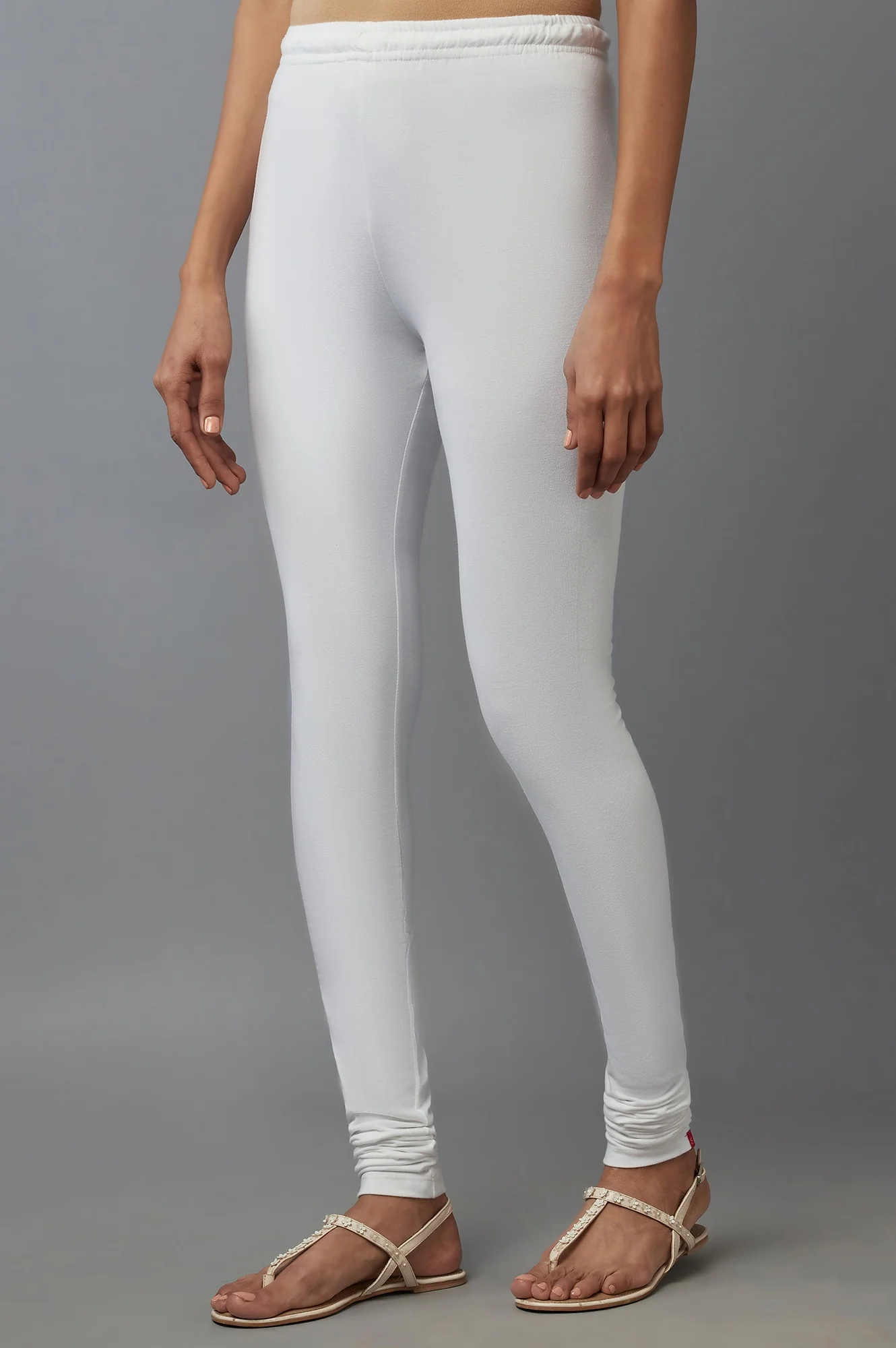Ecru Solid Women Churidar - Image 3