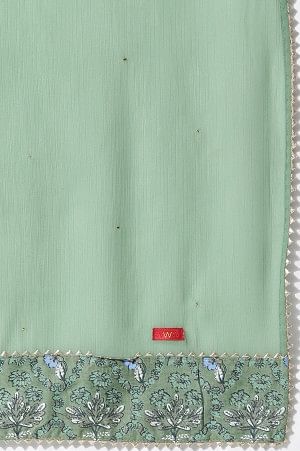 Forest Green Floral Printed Panelled Kurta, Tights And Dupatta Set - Image 10