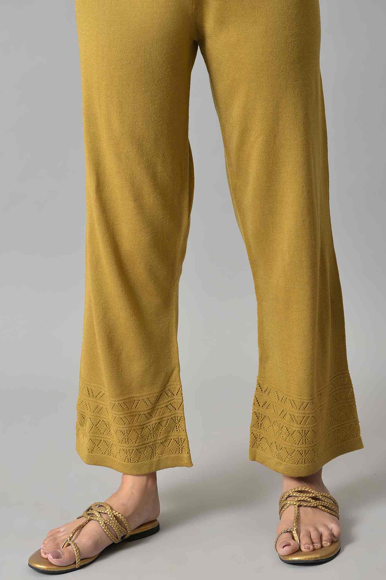 Elleven Women's Gold Geometric Straight Fit Palazzo With Elasticated Waist - Image 8