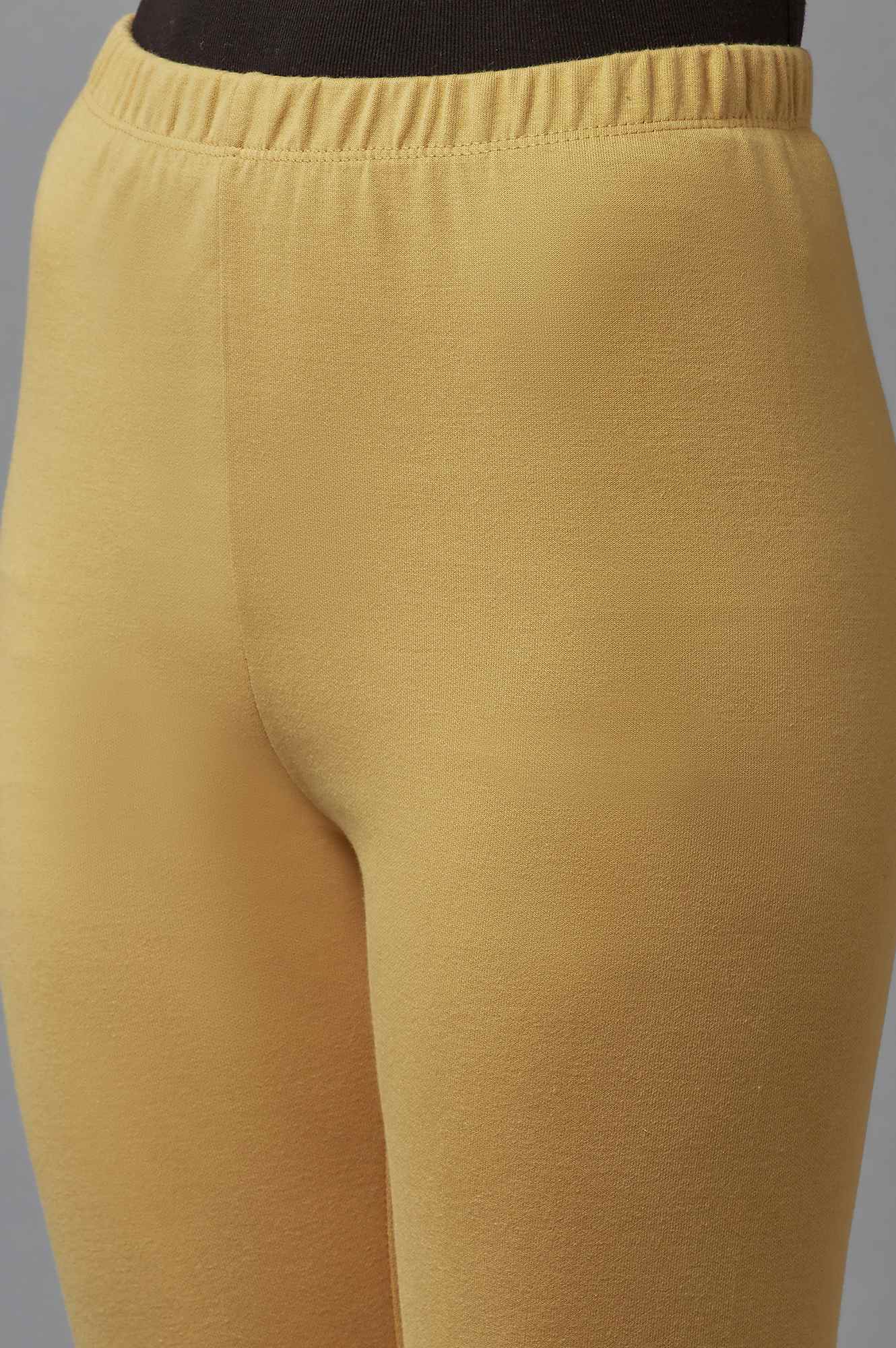 Elleven Women's Gold Solid Skinny Fit Tights With Elasticated Waist - Image 6