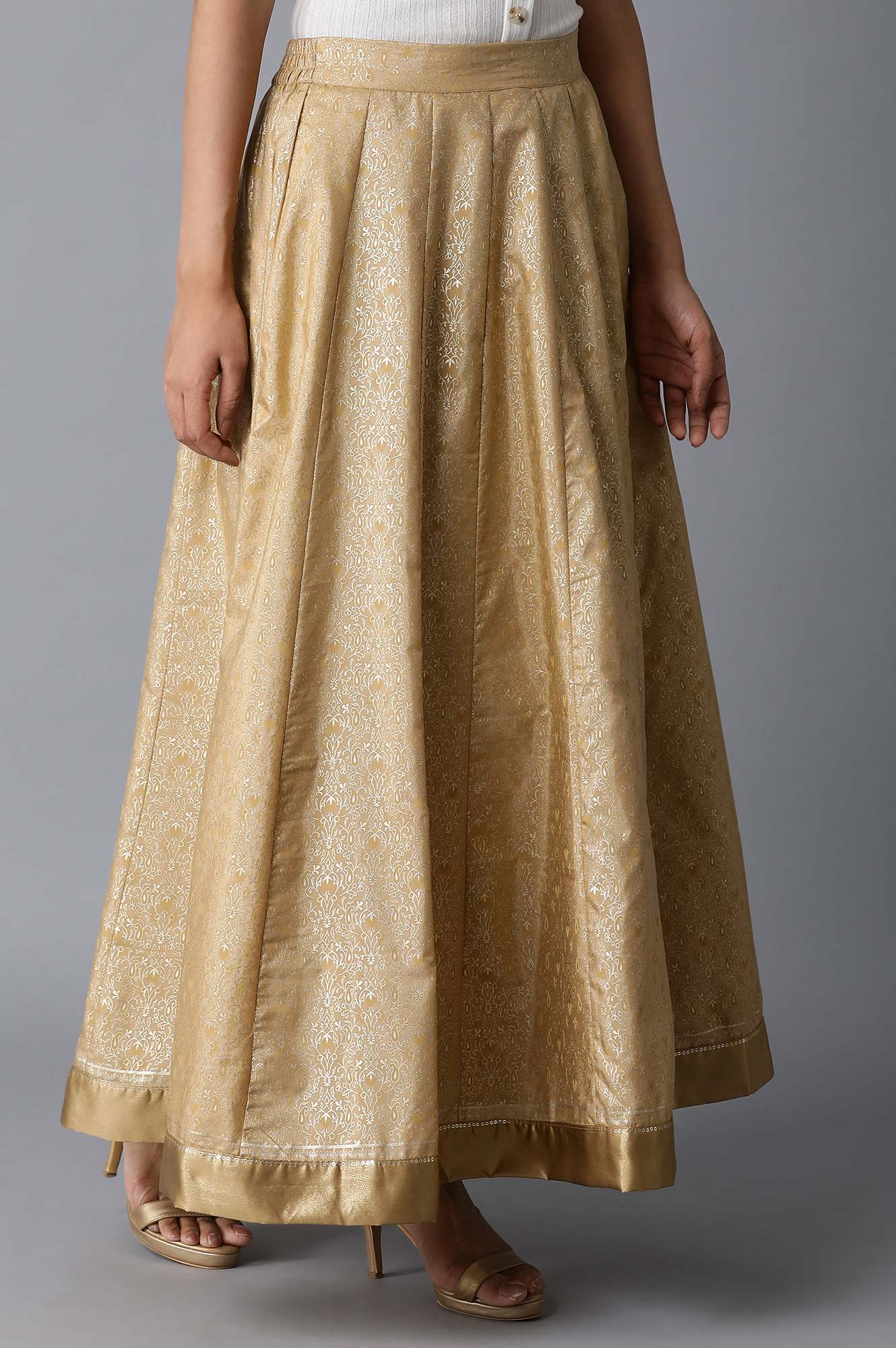 Gold Printed Skirt - Image 4