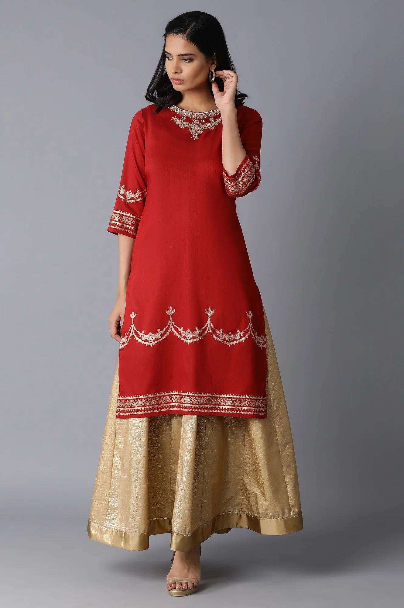 Gold Printed Skirt - Image 5
