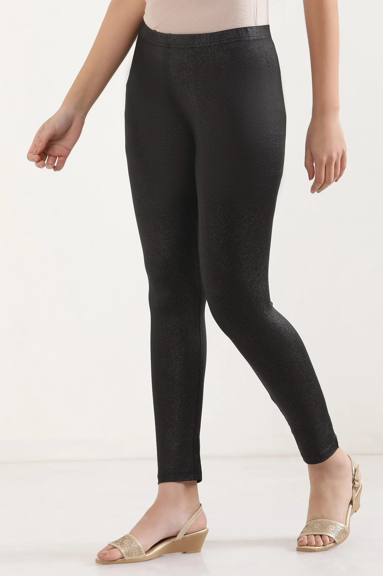 Elleven Women's Black Solid Skinny Fit Tights With Elasticated Waist - Image 2