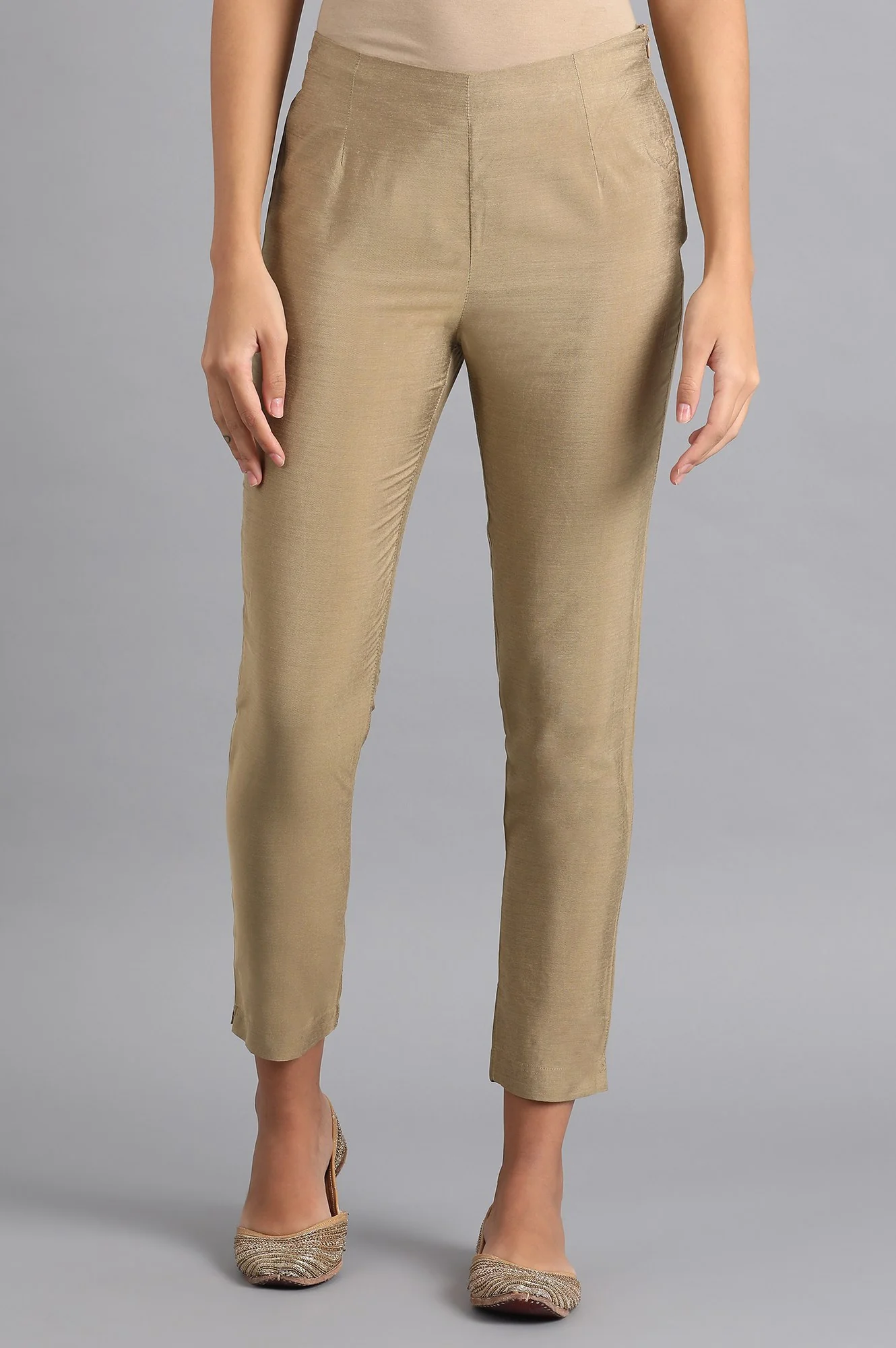 Gold Solid Trousers - Image 2