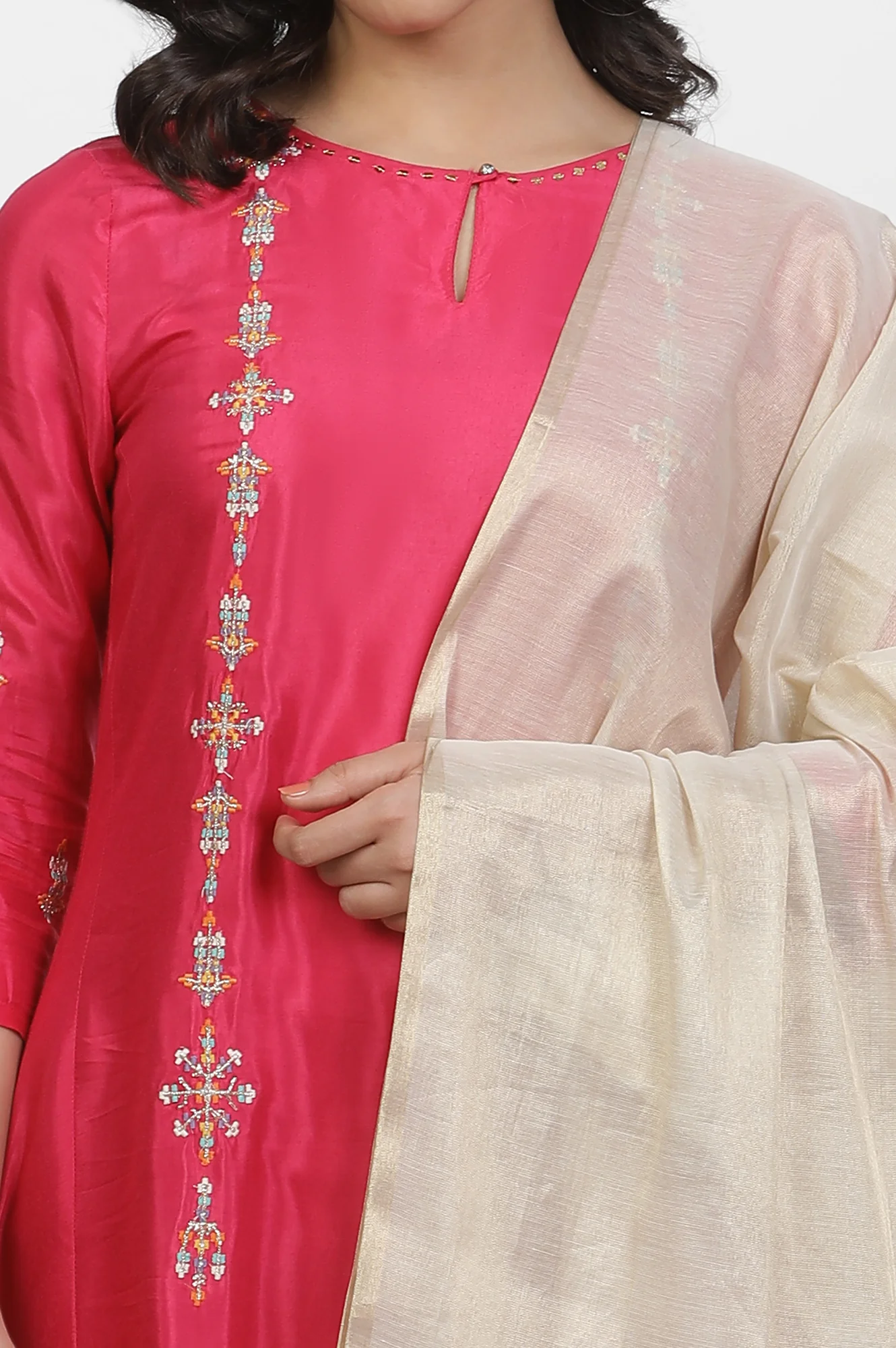 Golden Cotton Zari Dupatta - Image 4