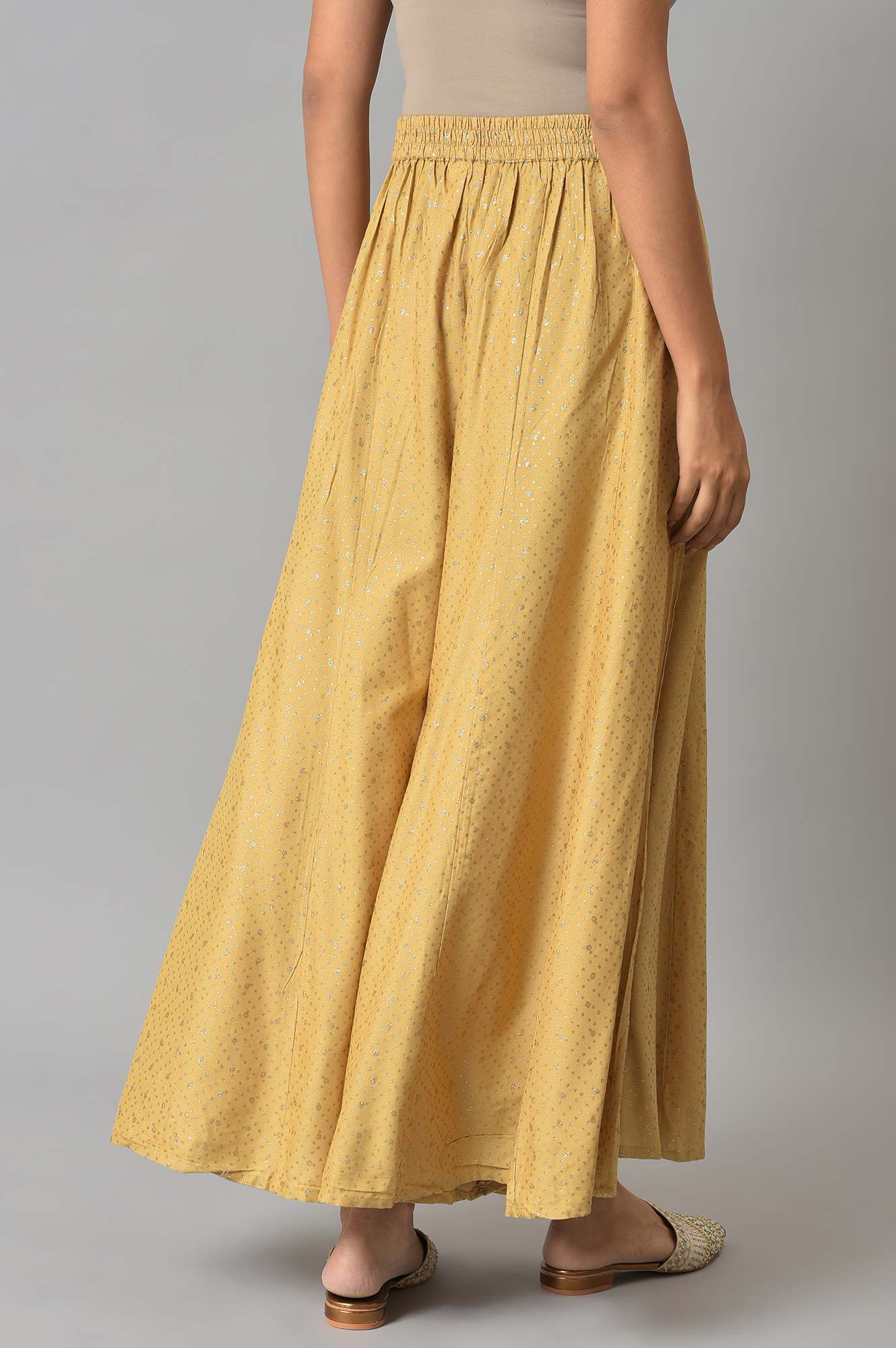 Golden Glitter Rayon Culottes In Polka Dots - Image 2