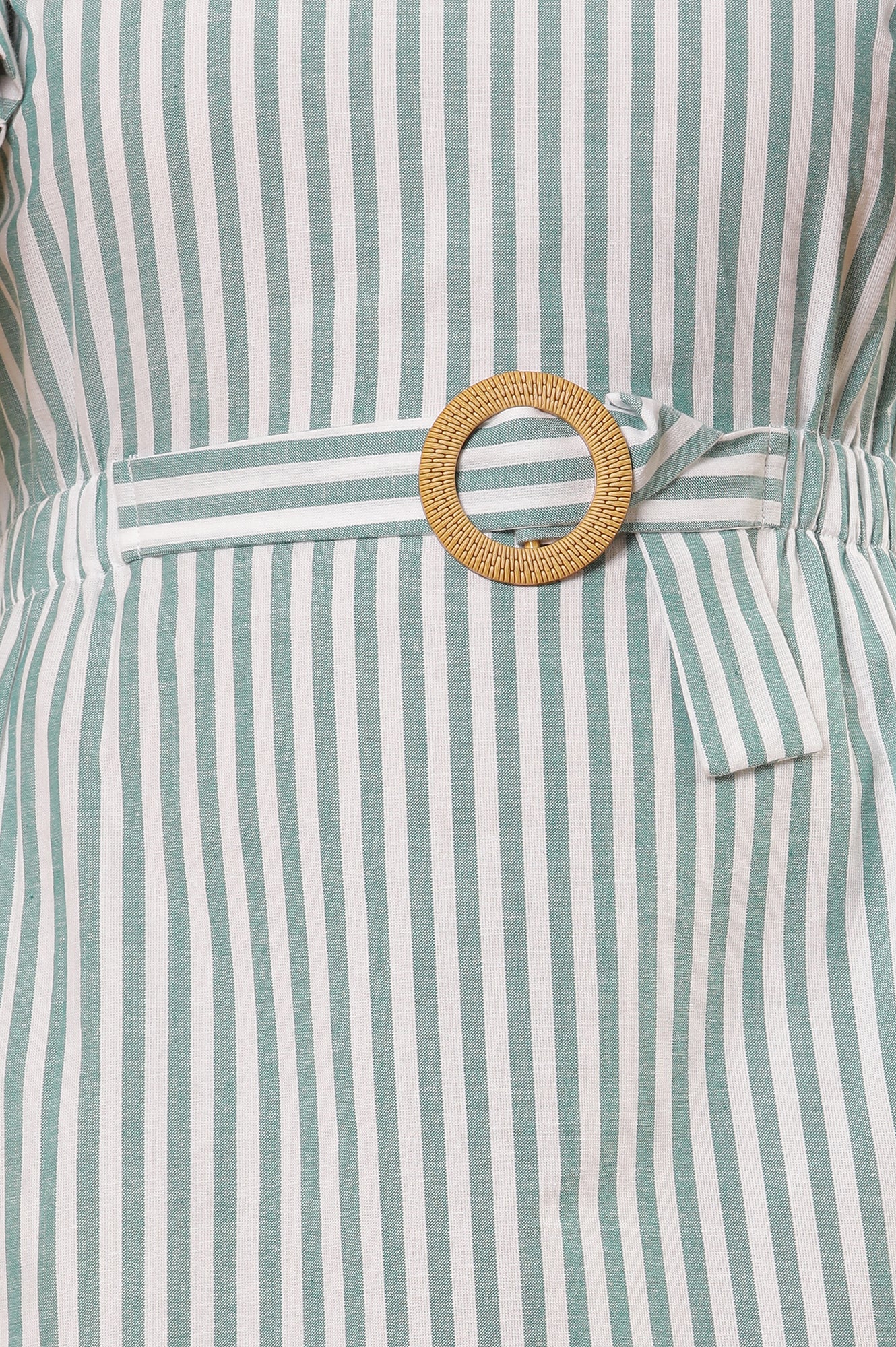 Green And White Yarn Dyed Stripe Dress - Image 7