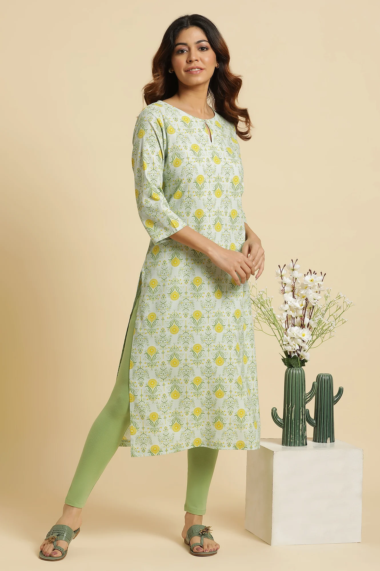 Green Cotton Jersey Tights - Image 5