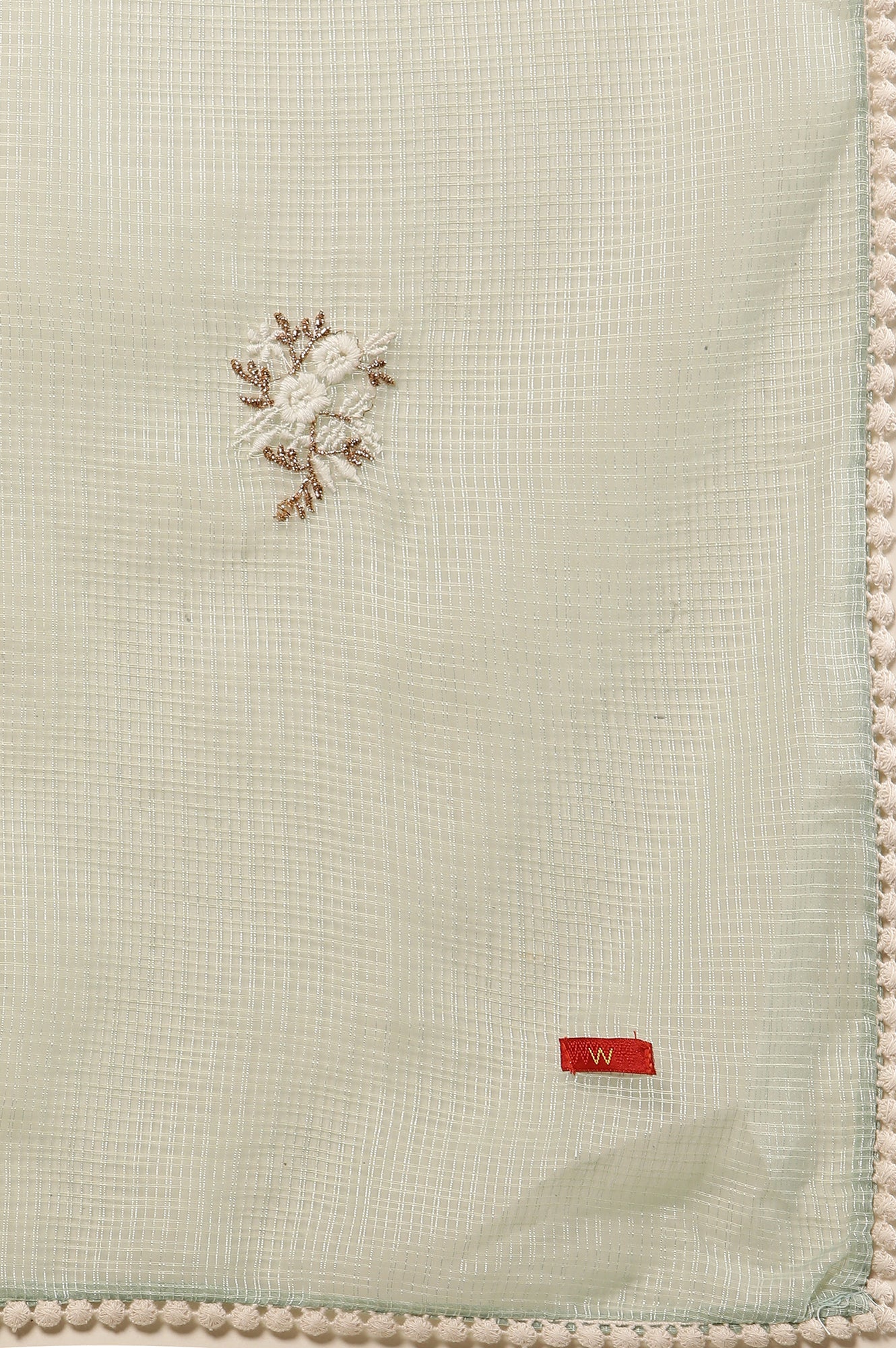 Green Embroidered Kurta, Pants And Kota Dupatta Set - Image 10