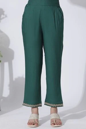 Green Floral Printed Embellished Kurta, Pants With Dupatta Set - Image 8