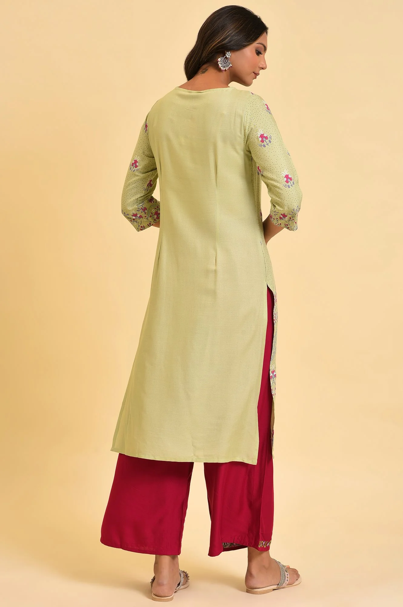 Green Floral Printed kurta - Image 2