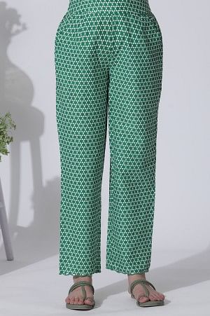 Green Floral Printed Straight Kurta, Pants With Dupatta Set - Image 8