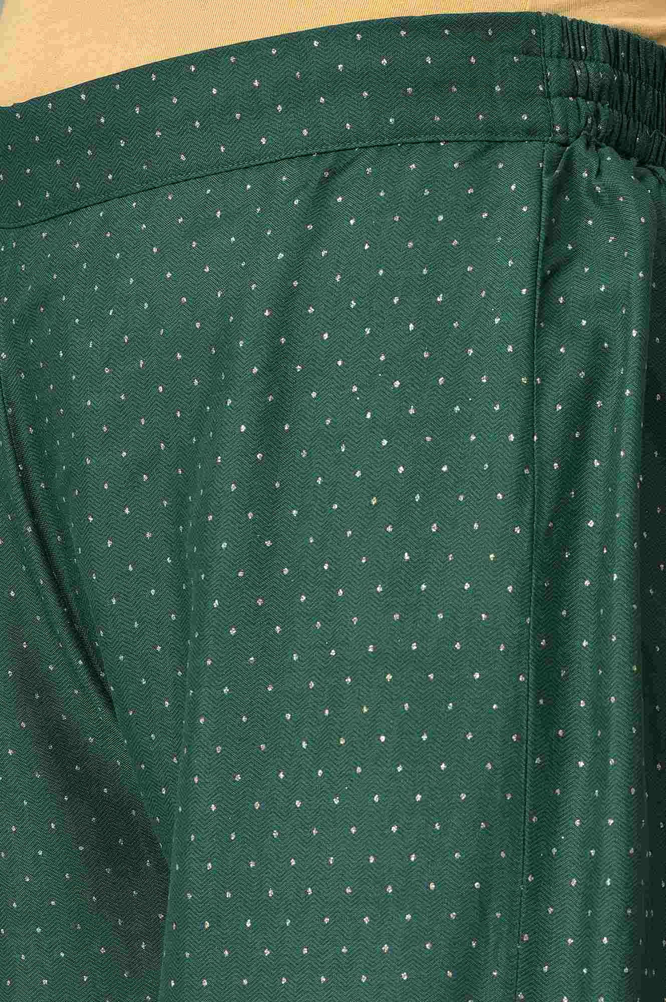 Green Glitter Printed Parallel Pants - Image 7