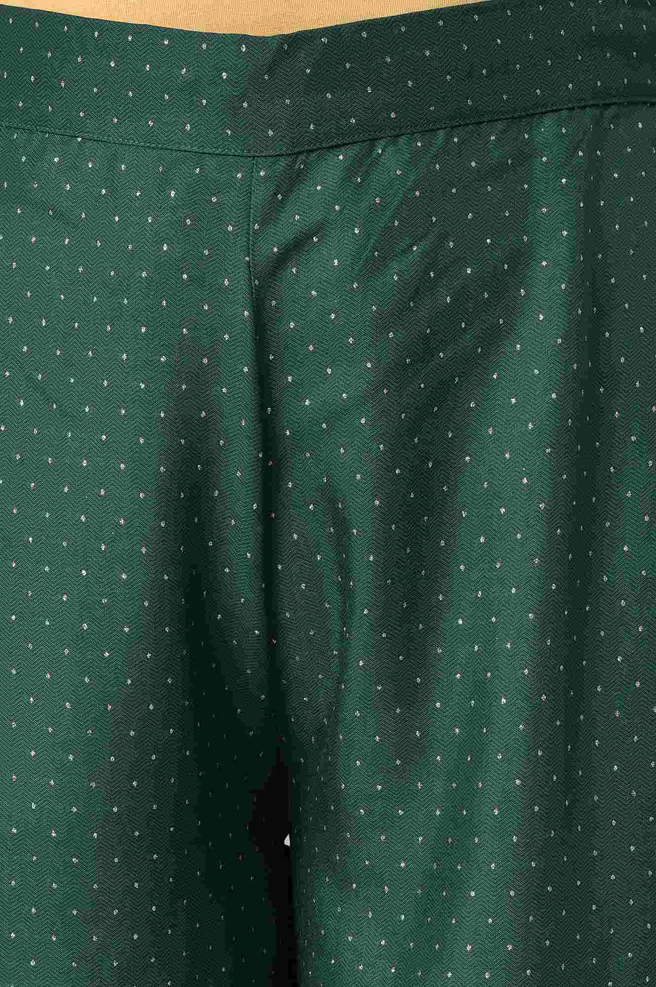 Green Glitter Printed Parallel Pants - Image 6